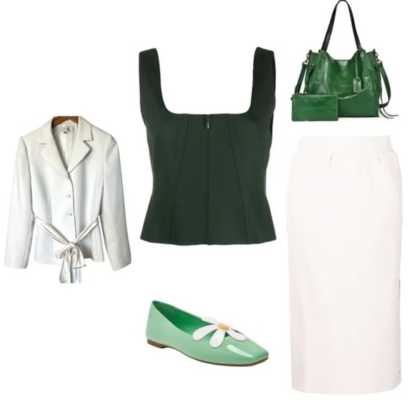 Tahari ASL ivory cream blazer belted satin sash notched collar Women’s Sz 6 - Picture 6 of 13